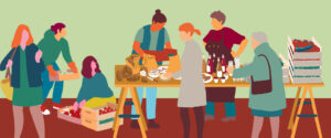 Frauen bei einer Marktschwärmer-Verteilung